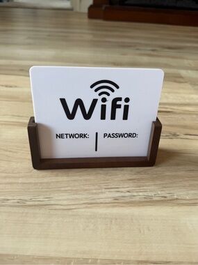 WiFi Network Sign with Brown Stand - Unbranded